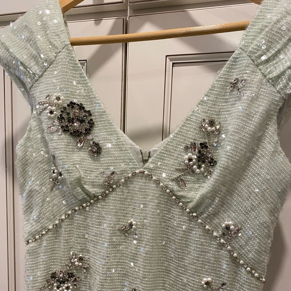 Erdem Mint Green Sequin & Embellished Dress - Picture 3 of 6